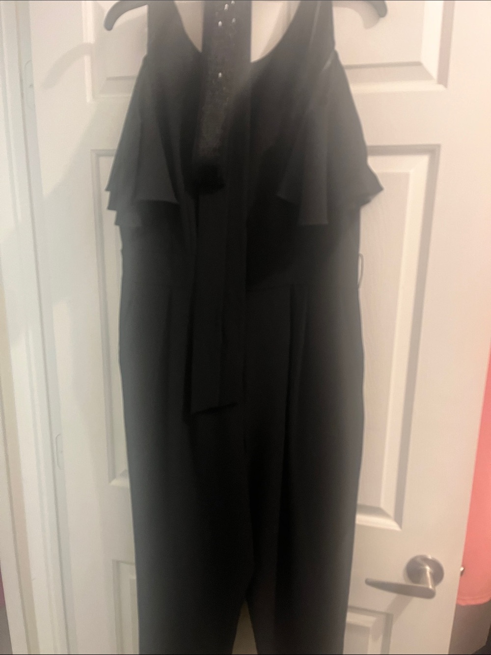 Eliza J Black Strapless Ruffle Jumpsuit